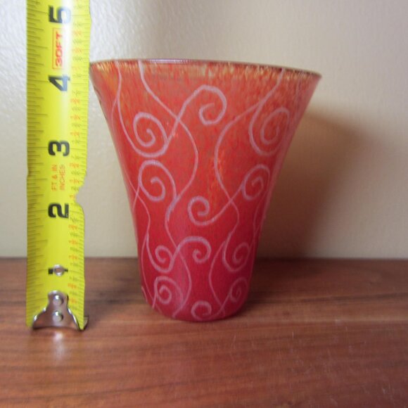 12 oz toyo sasaki art glass tumbler vase curly-q's RED (W5520) - Picture 4 of 6